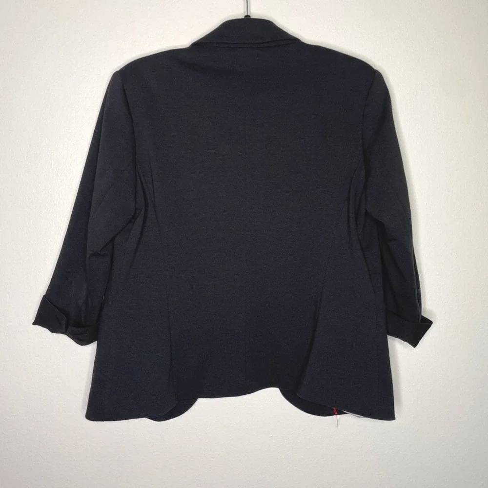 Nicole Miller Original Blazer Womens Sz M Black 3/4 Sleeve Striped Lining Office - Picture 8 of 11